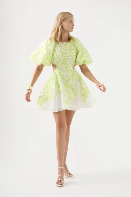 Aje Botanical Applique Mini Dress Yellow Size AU 8 for rent on The Volte - image 1