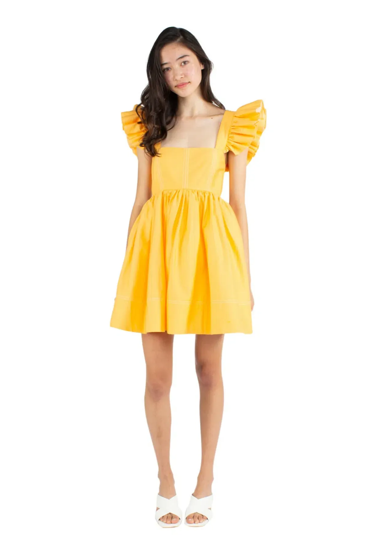 Aje Midsummer Mini Dress Orange Size 8 for rent on The Volte - main image