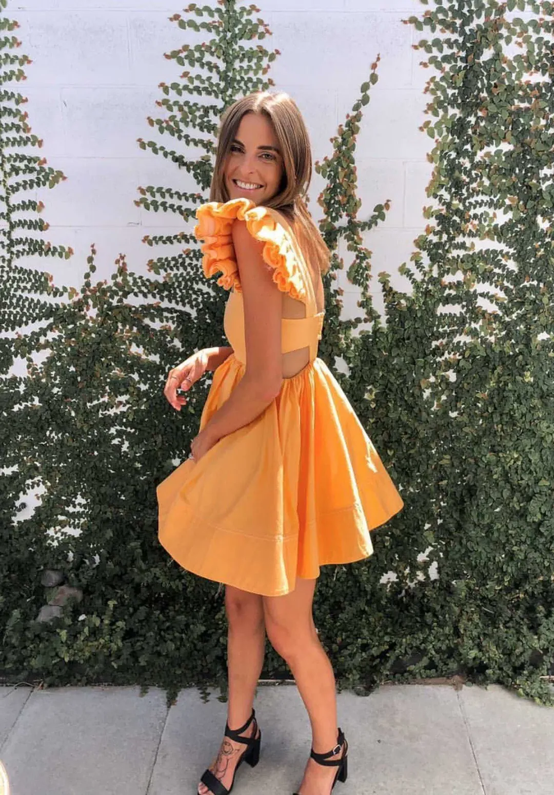 Aje Midsummer Mini Dress Orange Size 8 for rent on The Volte - main image