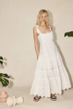 Alemais Evie Panelled Midi Dress White Size 14 for rent on The Volte - image 1