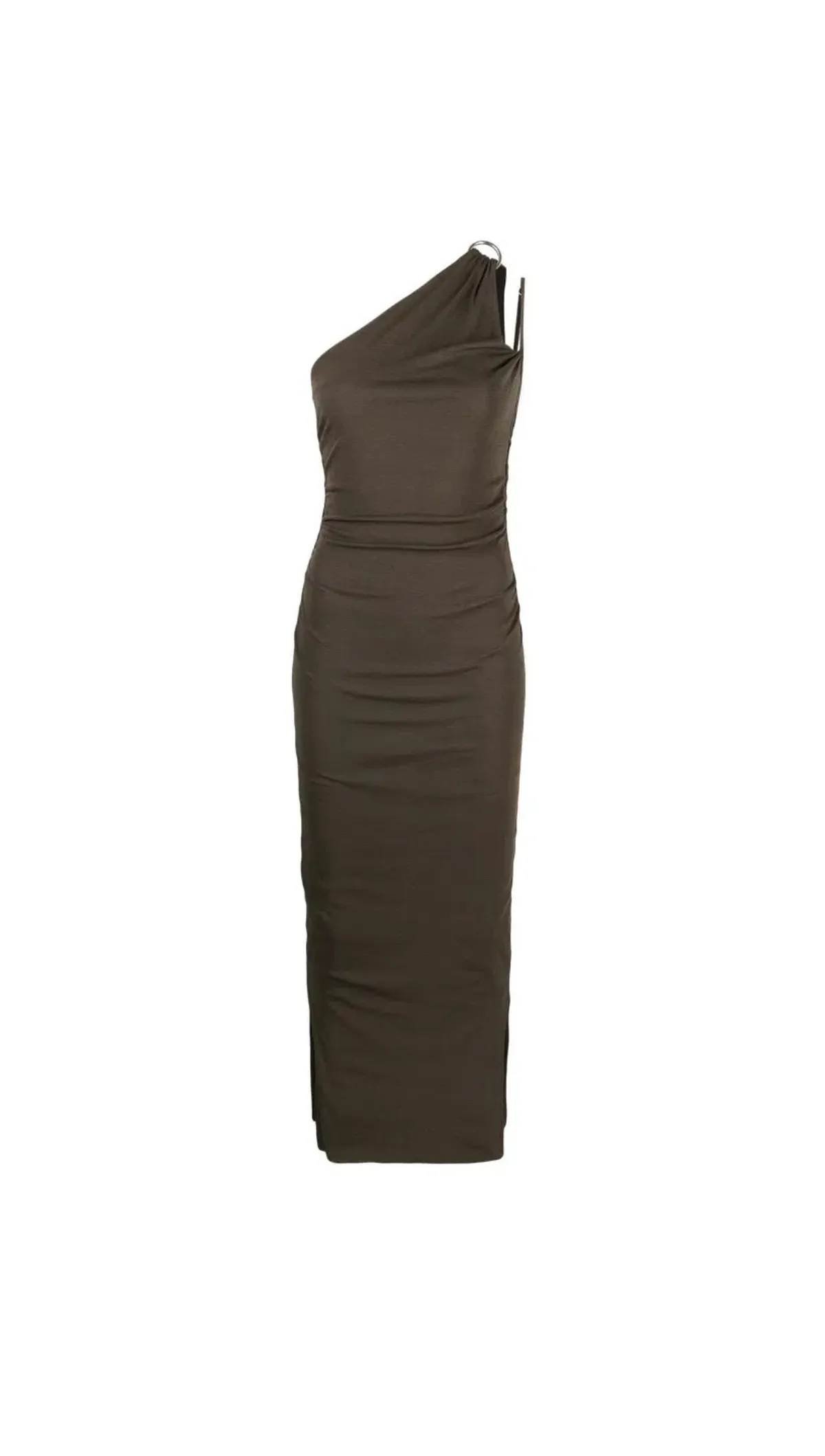 Nanushka Lenna Dress Dark Moss Double Asymmetrical Dress Dark Green Size M/AU 10 - Image 5