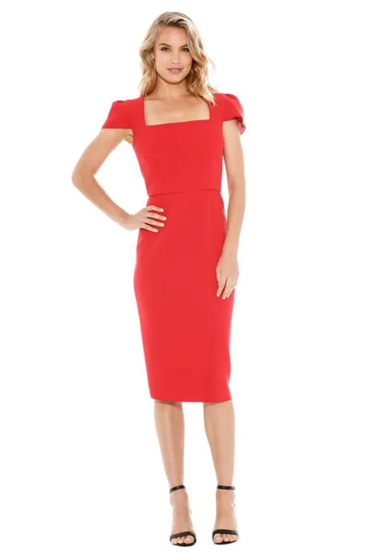 Yeojin Bae Double Crepe Aimee Dress Midi Red Size 8 for rent on The Volte - main image