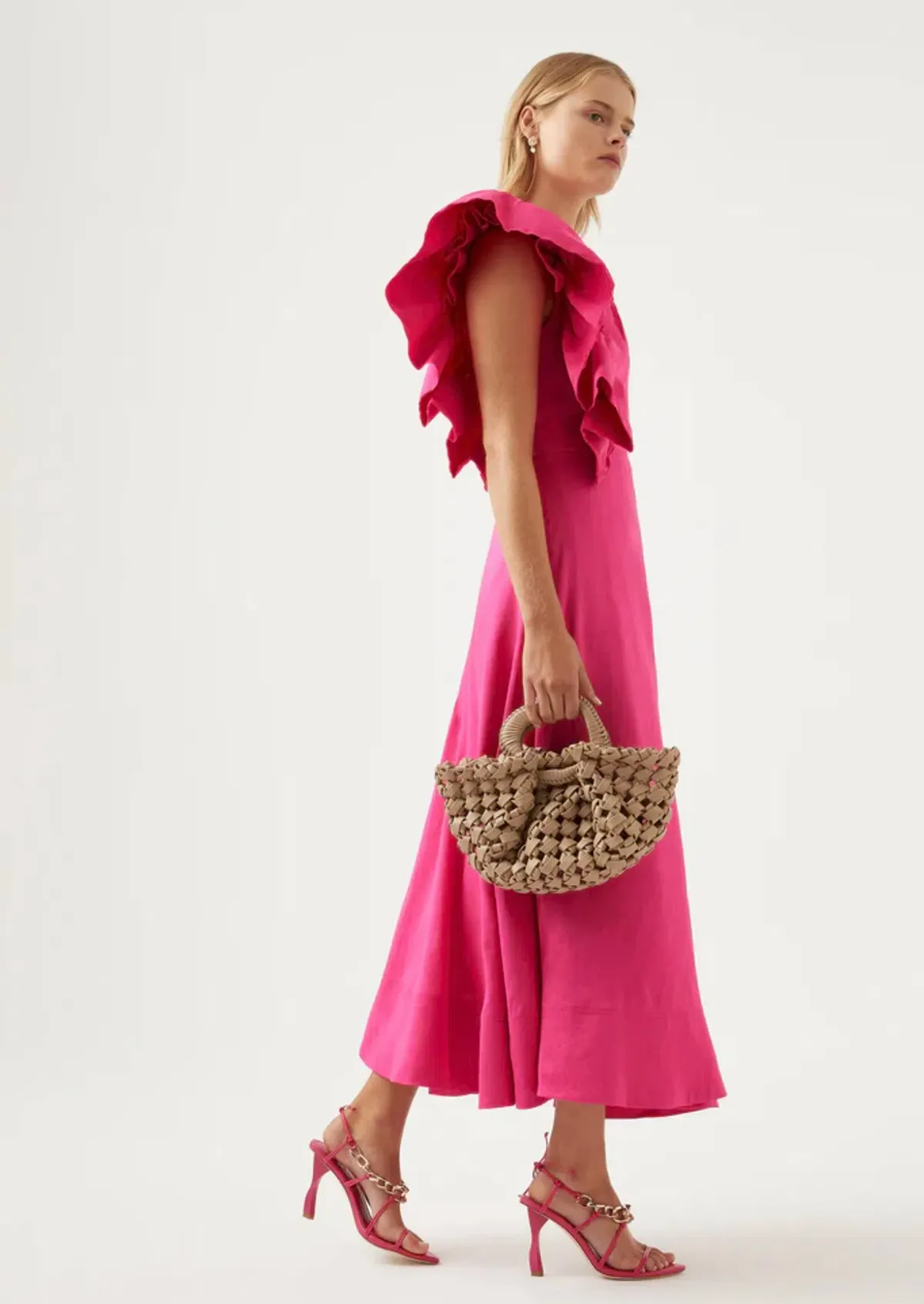 Aje Bonjour Asymmetric Midi Dress Pink Size L / AU 12 - Image 4