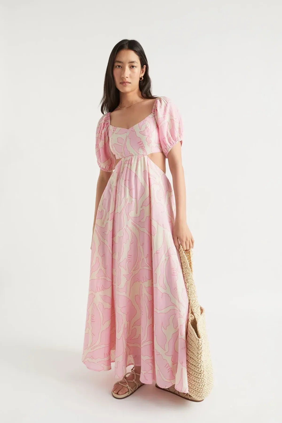 Seed Heritage Voile Floral Off Shoulder Maxi Dress in Soft Orchid Floral Size 12 - Image 1