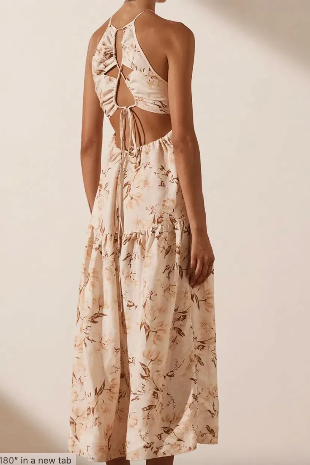 Shona Joy Roxanne Linen Open Back Tiered Midi Dress Floral Size 8 / S - Image 4