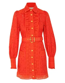 Zimmermann Prima Belted Mini Dress Red Size 0/AU 8 for rent on The Volte - image 1