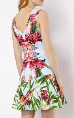Karen Millen Tropical Floral Mirror Print Mini Dress Size 10 for rent on The Volte - image 3