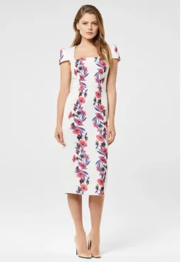 Yeojin Bae Double Crepe Floral Vine Therese Midi Dress White Size 8 for rent on The Volte - image 1