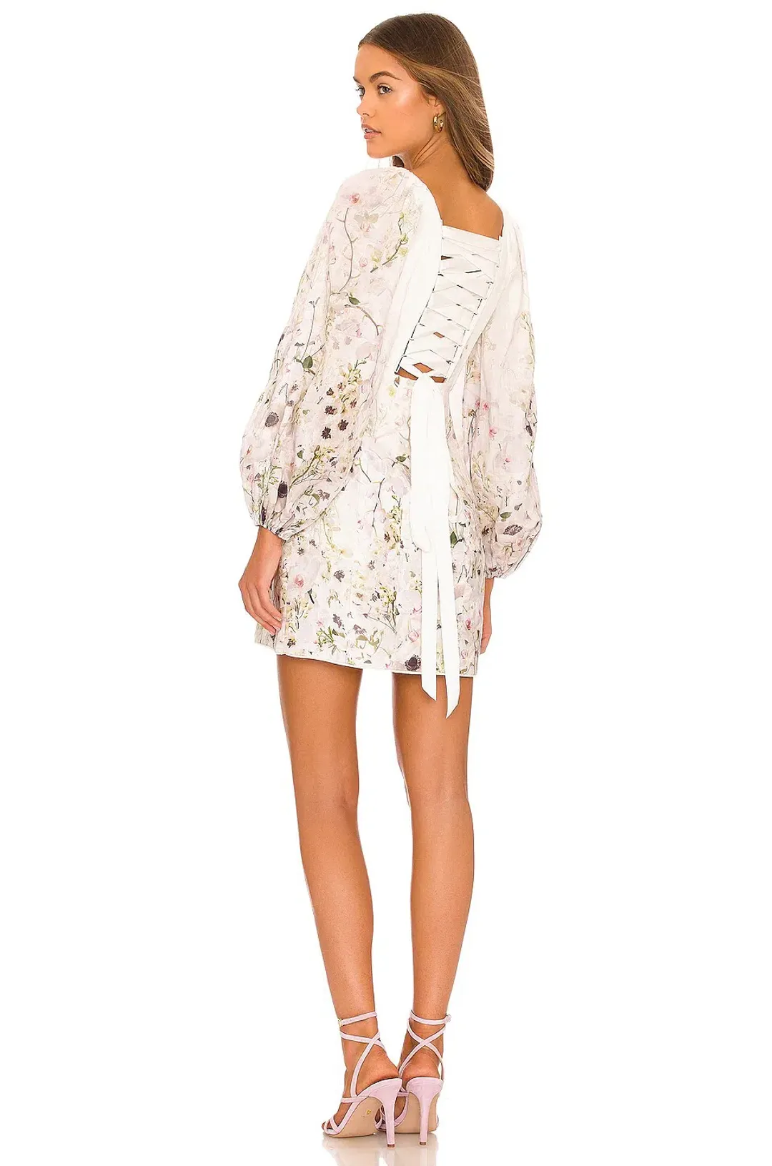 Zimmermann Dancer Panelled Mini Dress in Ivory Garden Floral Size 1/AU 10 for rent on The Volte - main image