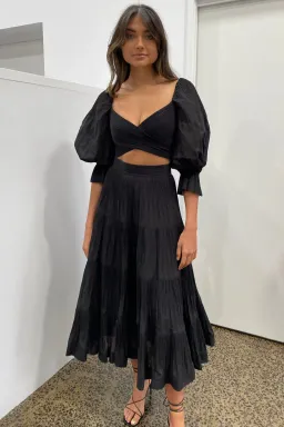 Zimmermann Pleated Midi Skirt in Black Size 1/AU 10 for rent on The Volte - image 1