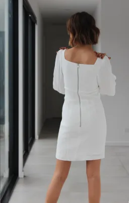 By Johnny Mia Cuff Sleeve Dress White Size 8 for rent on The Volte - image 3