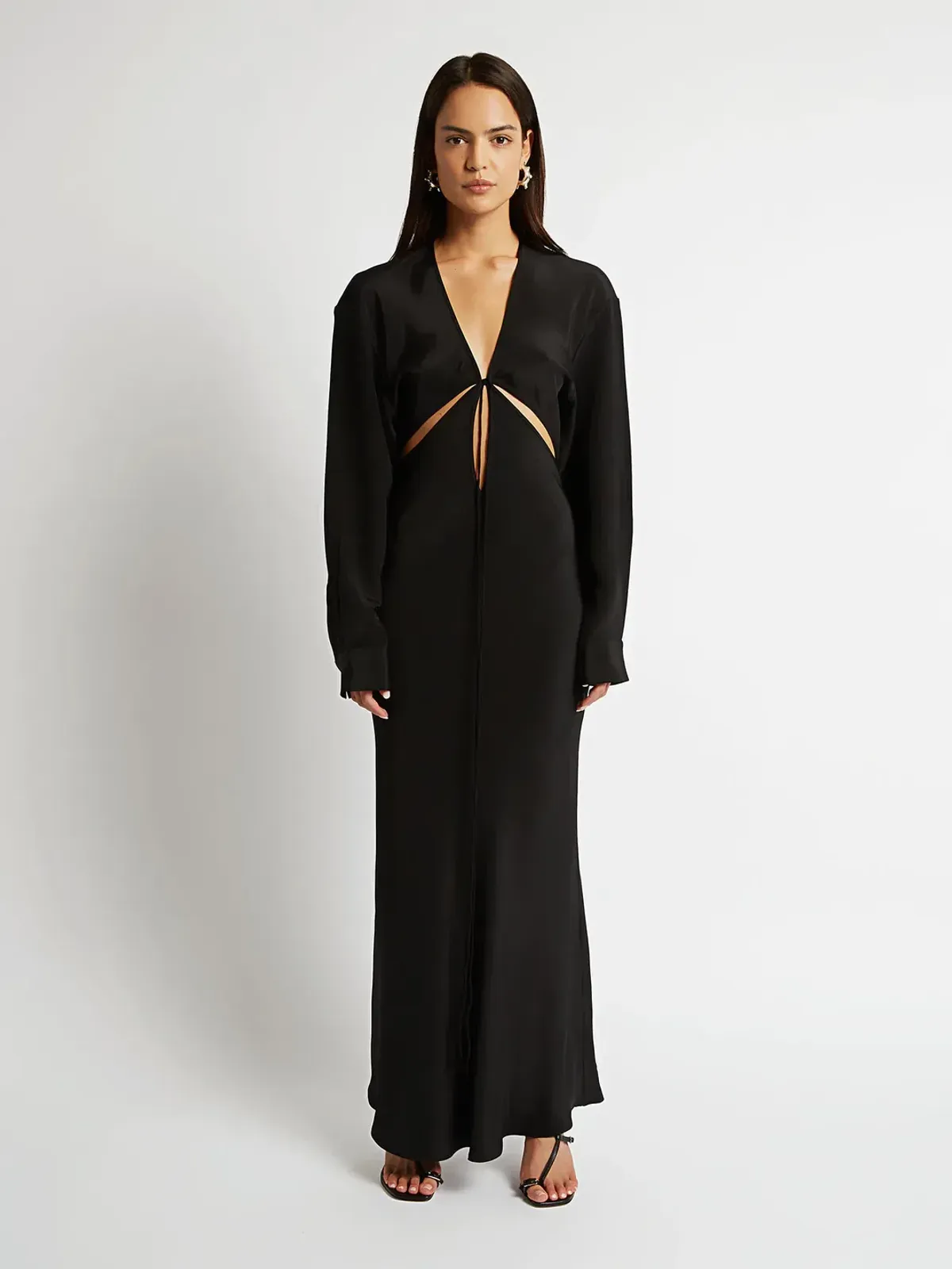 Christopher Esber Triquetra Front Tie Shirt Dress Black Size 10 - Image 1