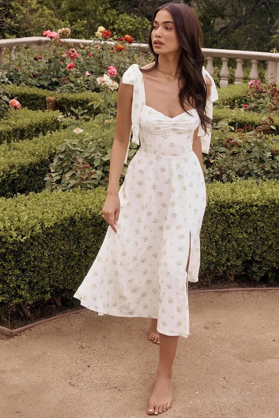 House of CB Alicia Ivory Midi Sundress White Floral Size XS / Au 6 for rent on The Volte - main image