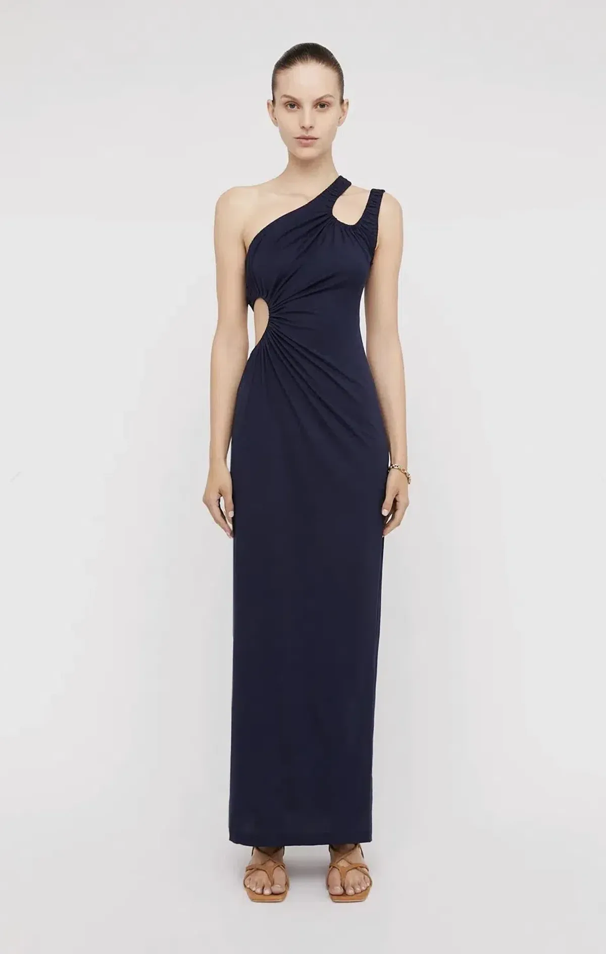 Scanlan Theodore Mercerised Cotton Dress Navy Size 8 - Image 1