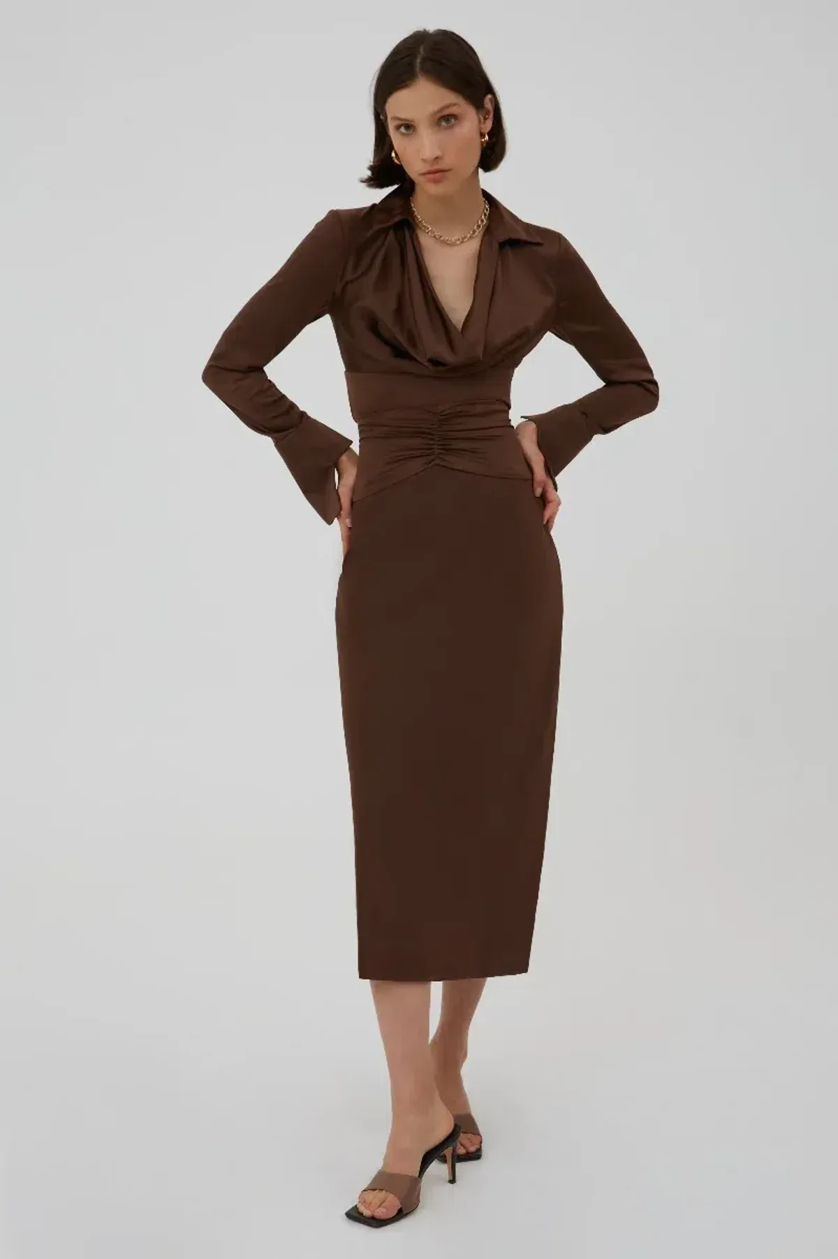 C/MEO CollectiveCollective Midi Skirt Brown Size 10 - Image 2