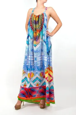 Camilla Drawstring Maxi Crossing Paths Print Size 8 for rent on The Volte - image 1