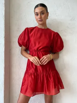 Sir the Label Lucelia Puff Sleeve Mini Dress Red Size 2 / Au 10 for rent on The Volte - image 2
