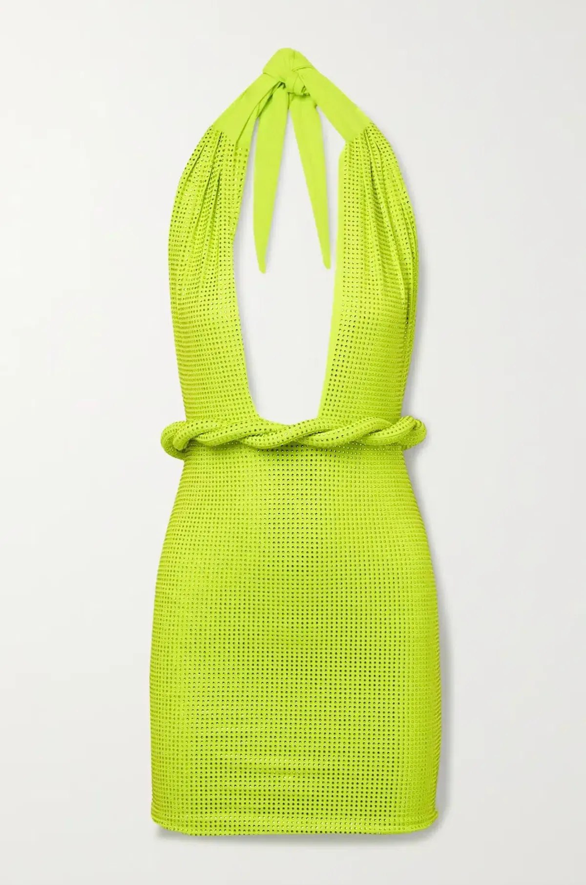 Leslie Amon Amina Belted Crystal Embellished Mini Dress Lime Green Size S / AU 6-8 - Image 6