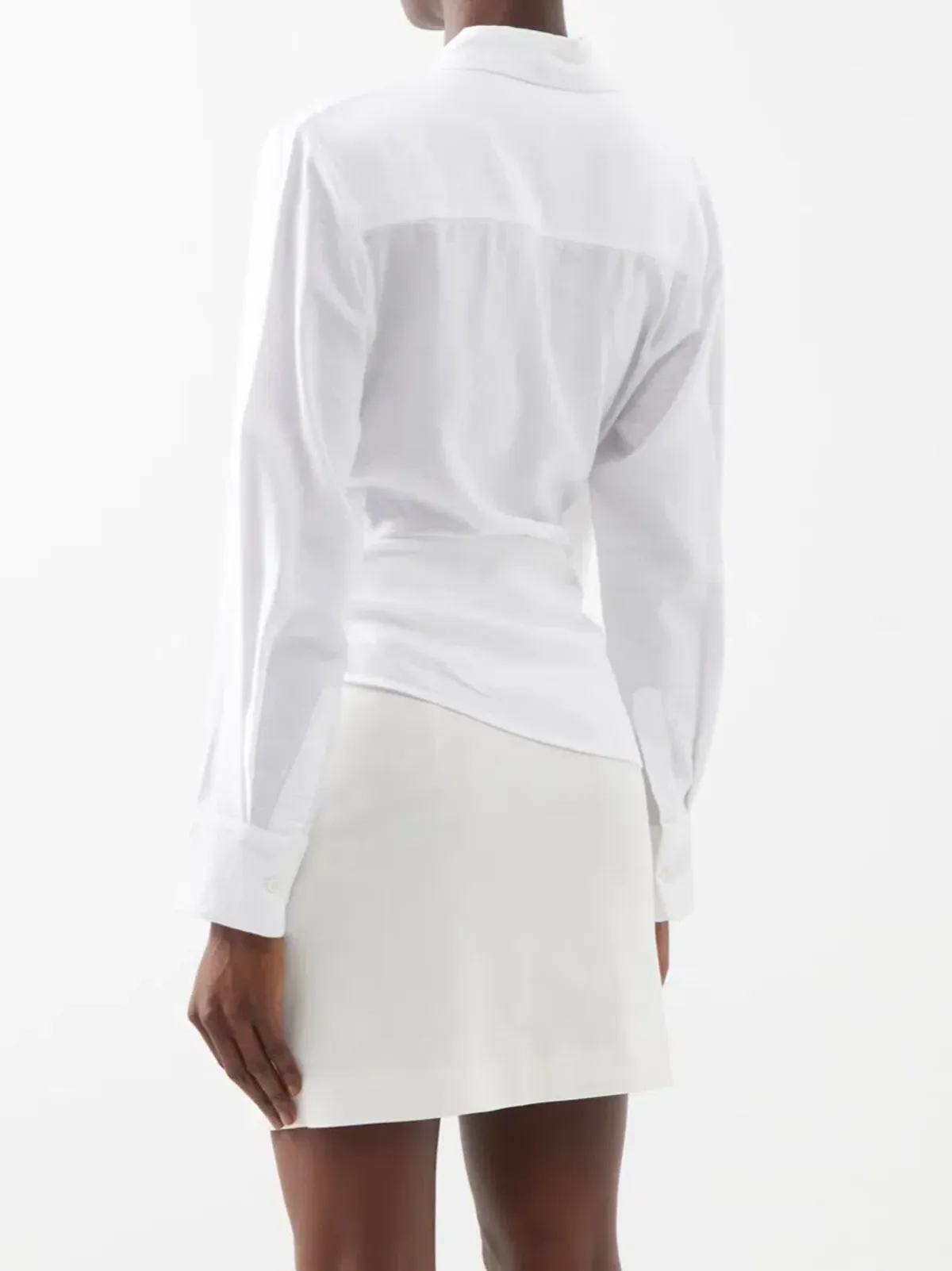 Jacquemus Bahia Plunge-neck Tie Shirt White Size 6 - Image 3