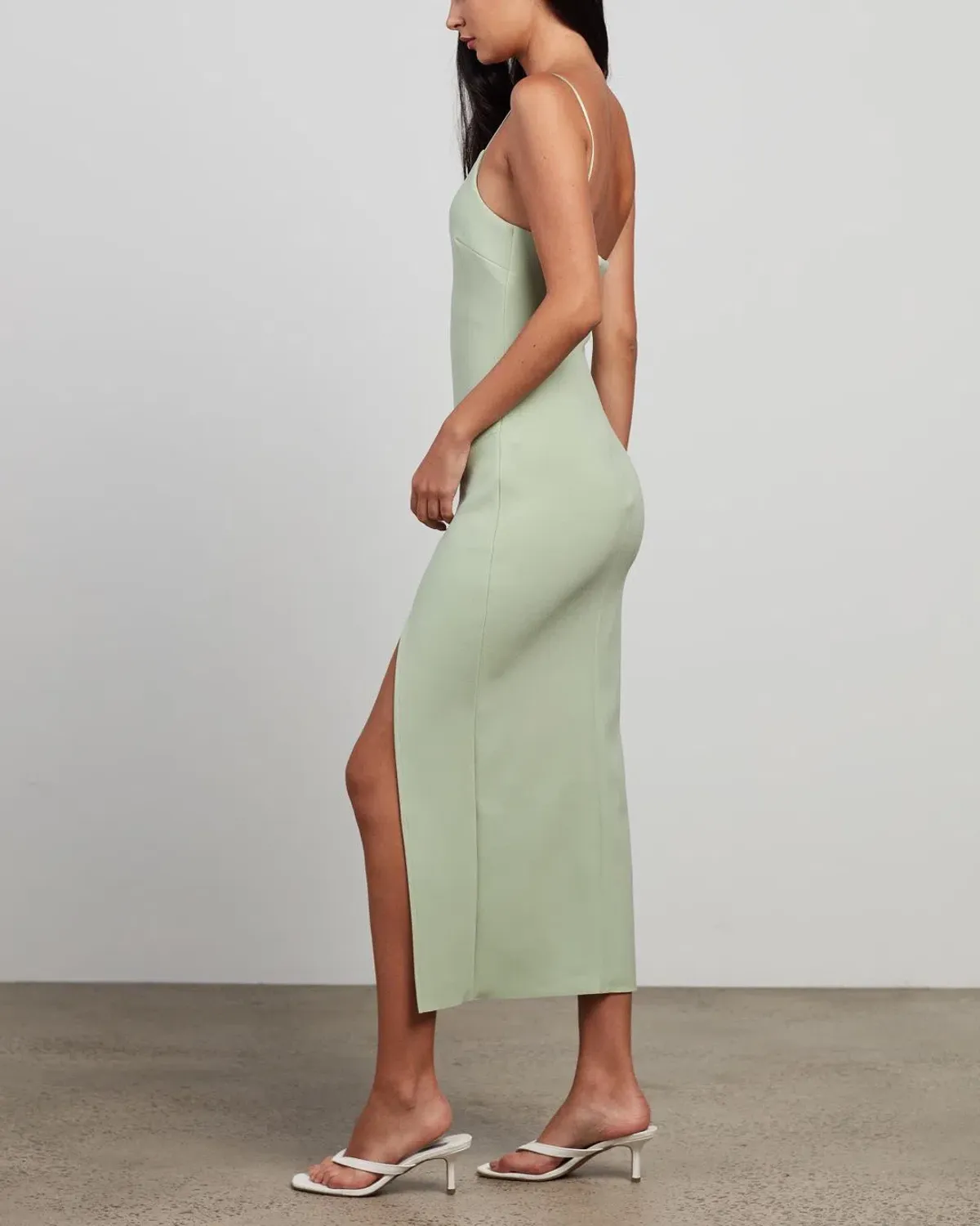 Bec & Bridge Fleur Asymmetric Midi Dress Avocado Size 8 - Image 2