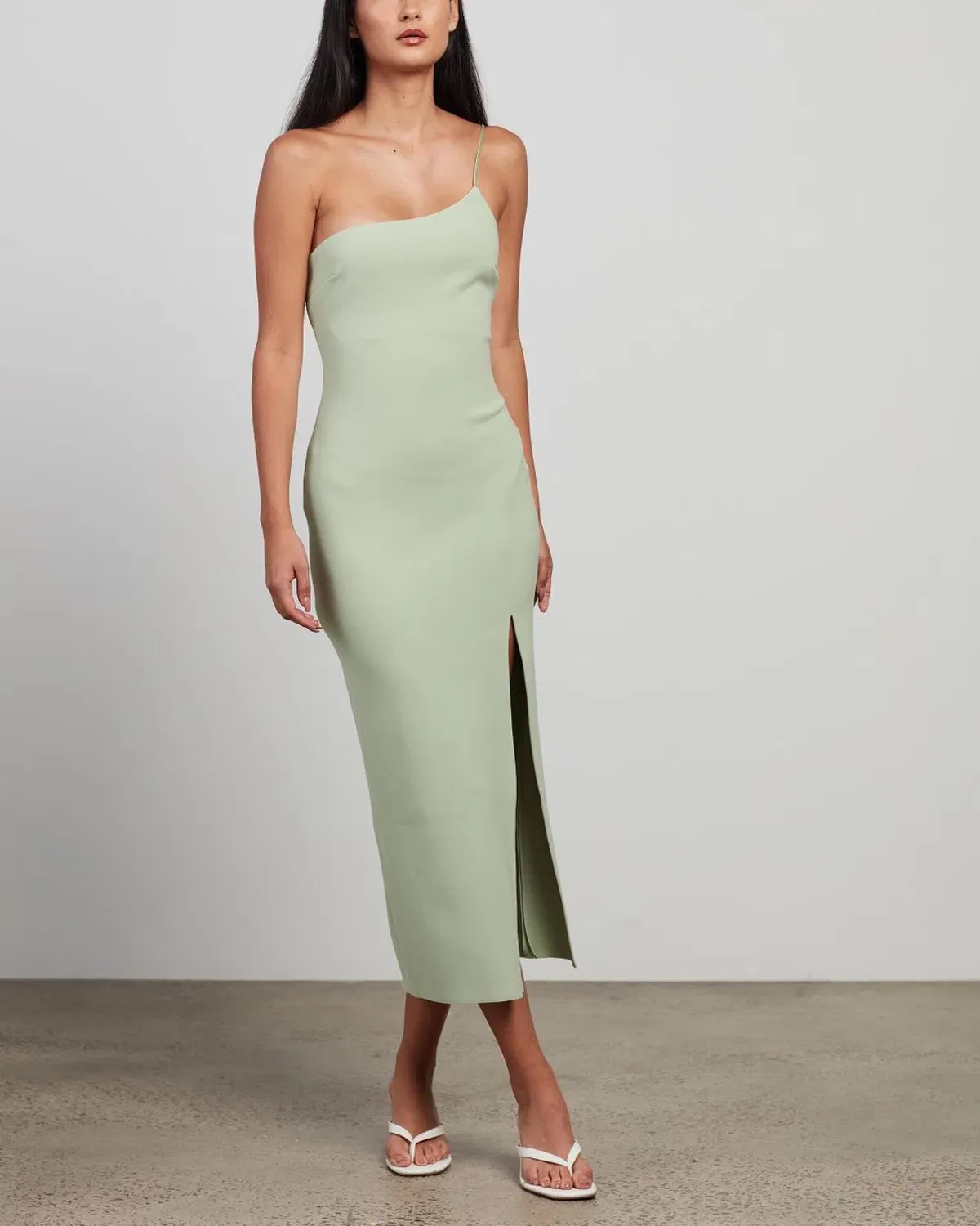 Bec & Bridge Fleur Asymmetric Midi Dress Avocado Size 8 - Image 4