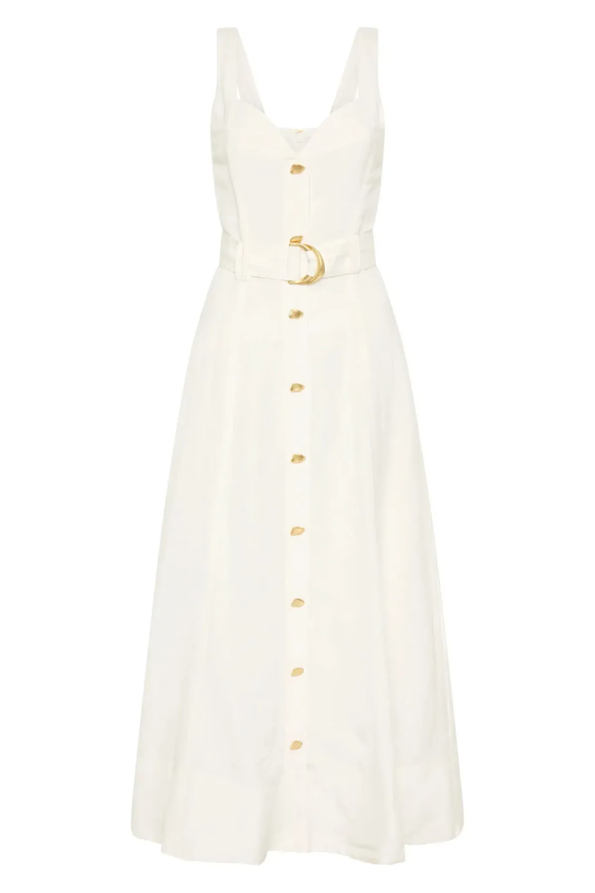 Aje Clay Belted Midi Dress Ivory White Size AU 10 - Image 4