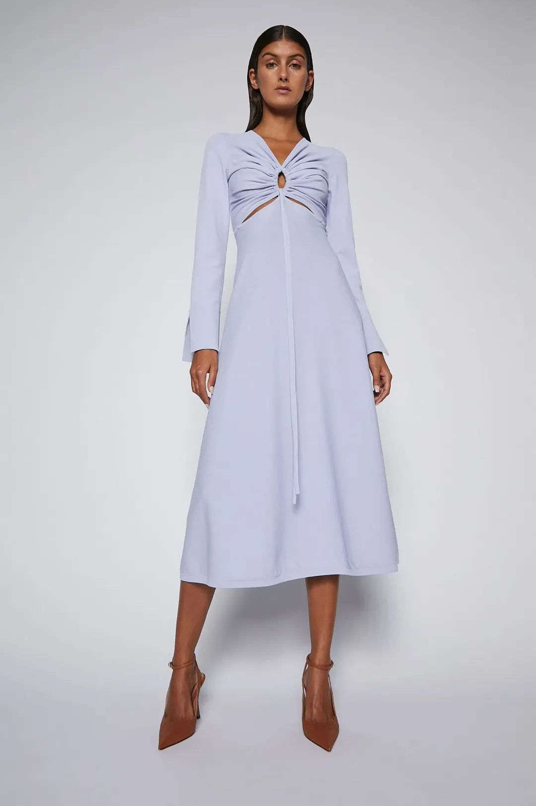 Scanlan Theodore Crepe Knit Keyhole Dress in Lilac Size S/AU 8 for rent on The Volte - main image