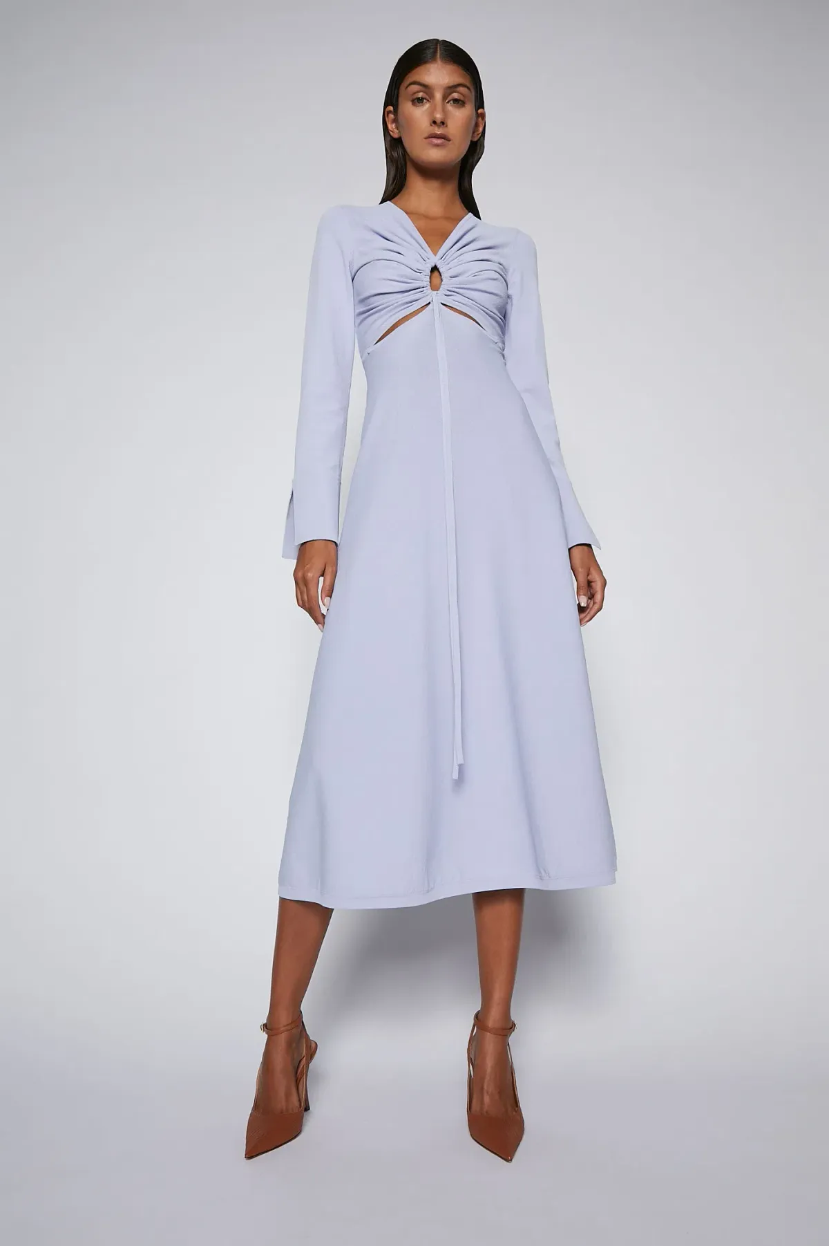 Scanlan Theodore Crepe Knit Keyhole Dress in Lilac Size S/AU 8 for rent on The Volte - main image