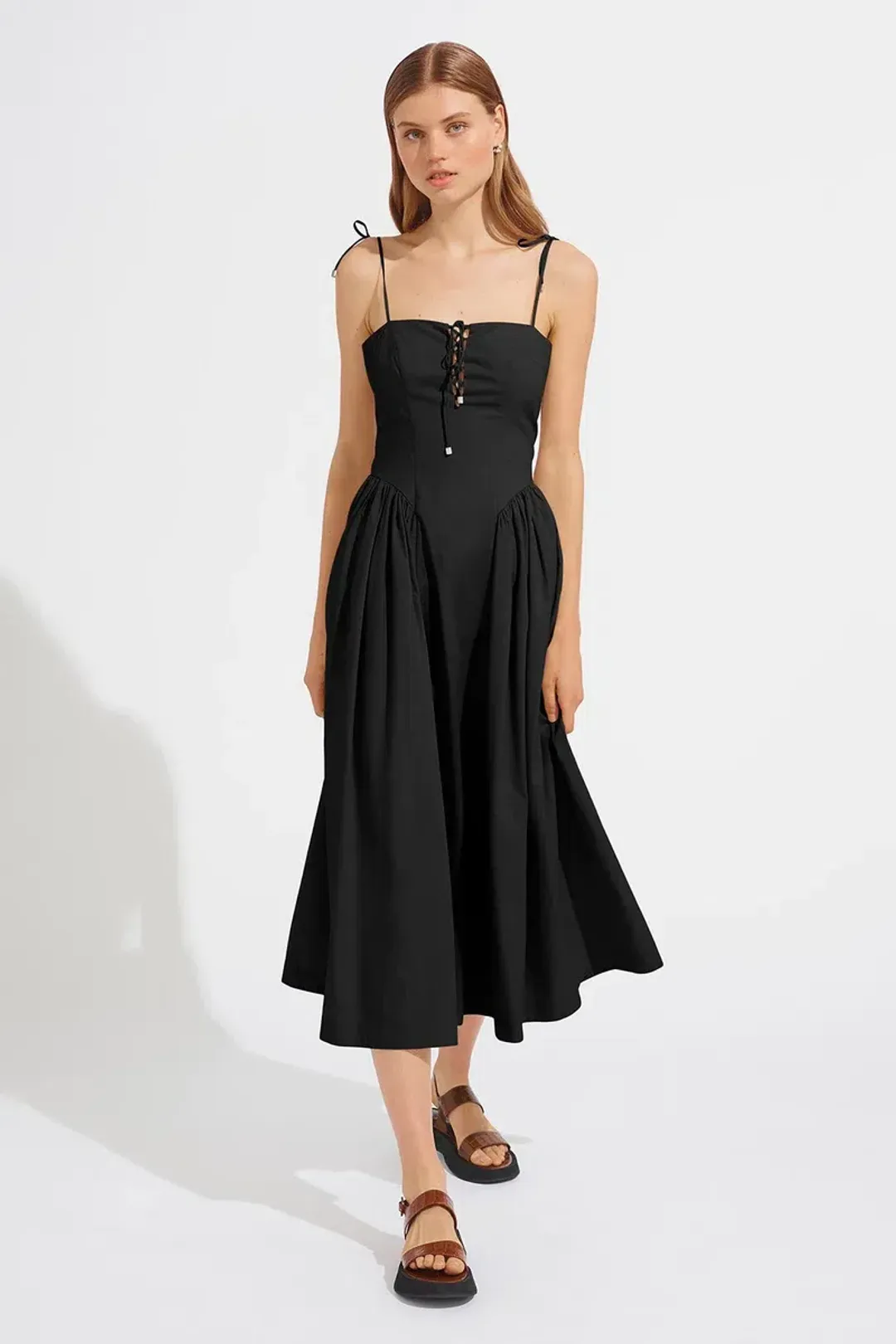 Steele the Label Midi Black Kate Dress in Black Ink Size 8 for rent on The Volte - main image