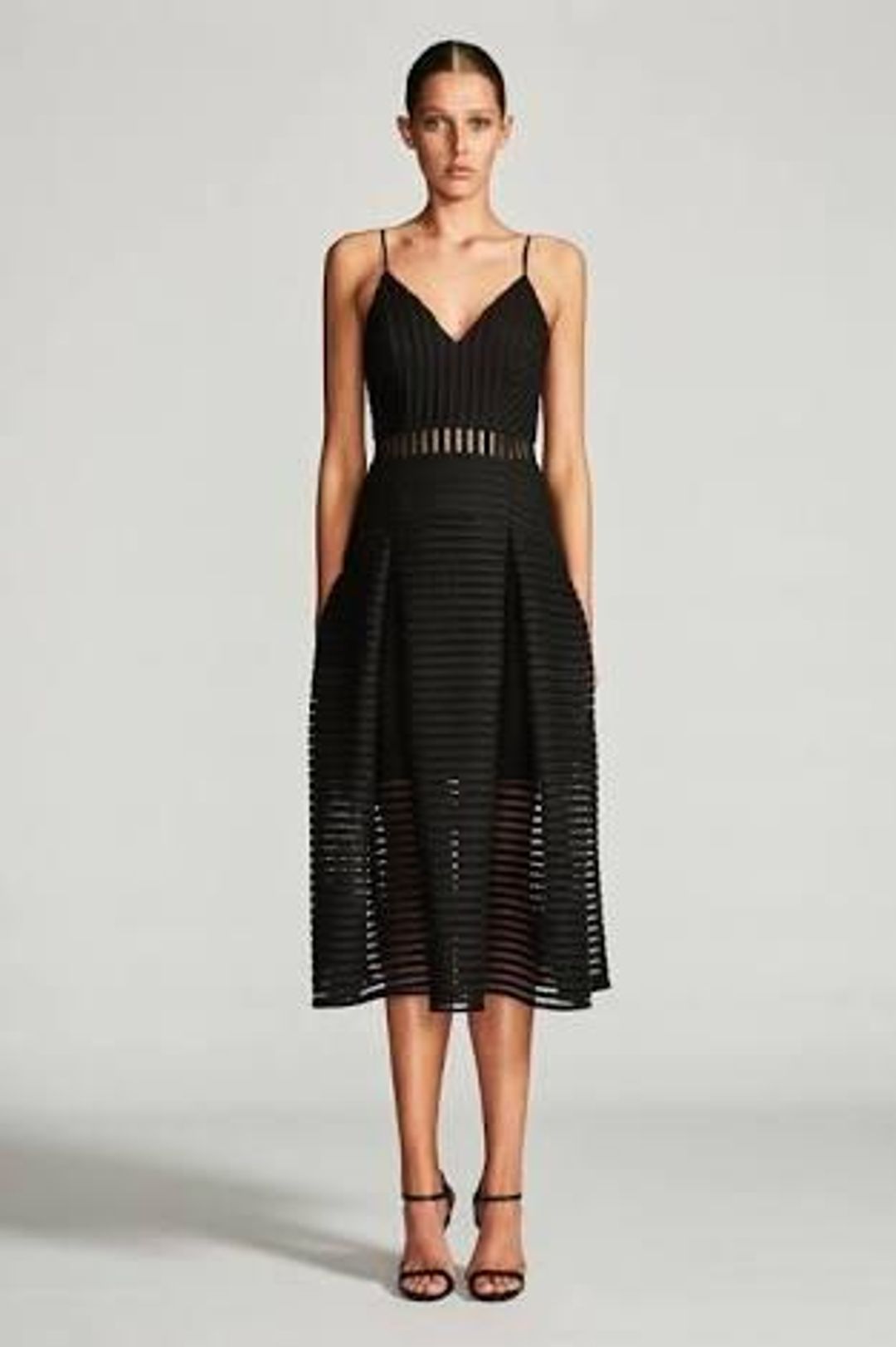 Shona Joy Pegasus Pleated Cocktail Midi Dress for rent on The Volte - main image