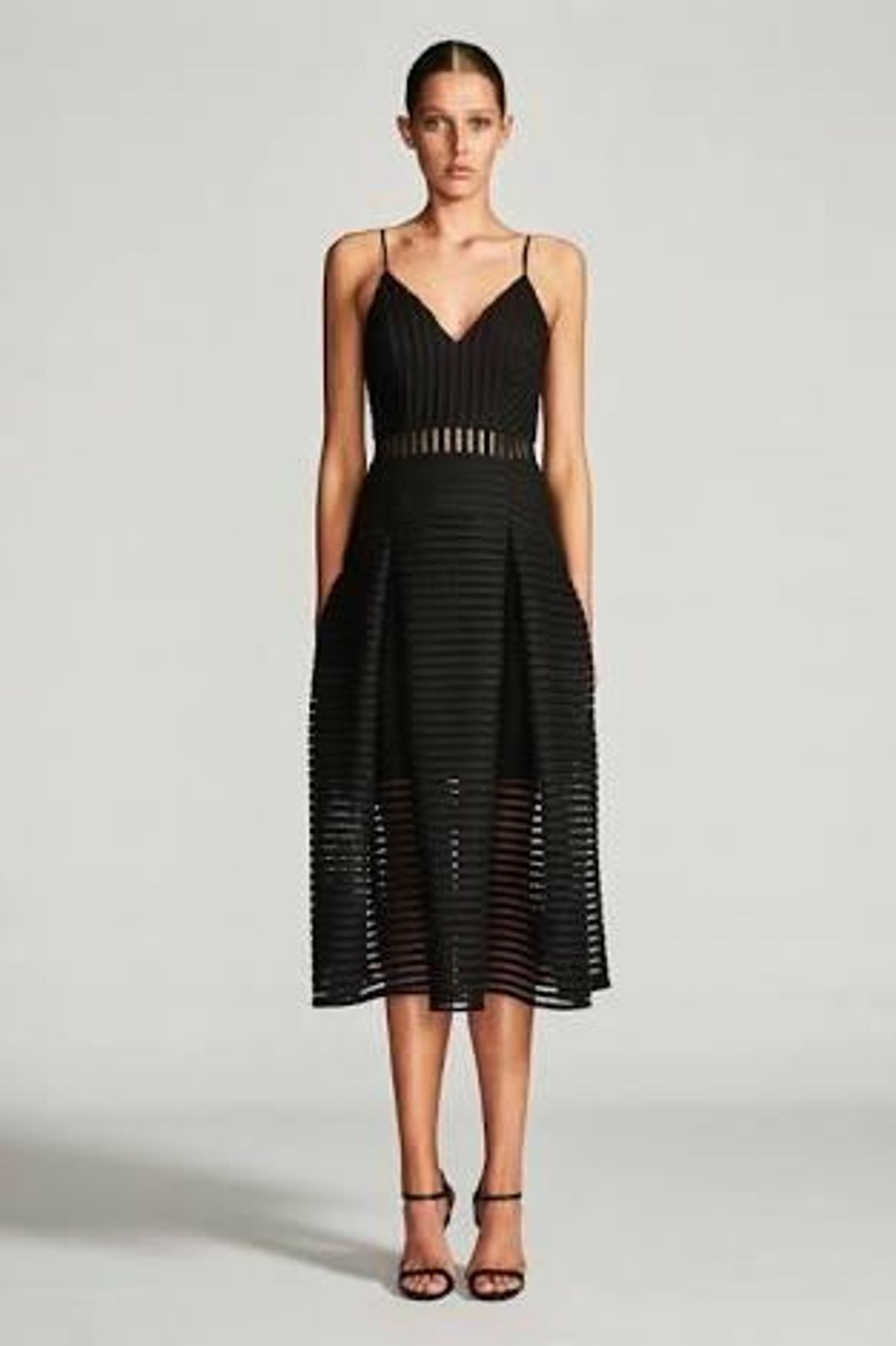 Shona Joy Pegasus Pleated Cocktail Midi Dress for rent on The Volte - main image