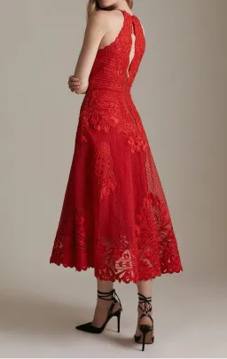 Karen Millen structured applique halter maxi dress Red Size AU 10 for rent on The Volte - image 2
