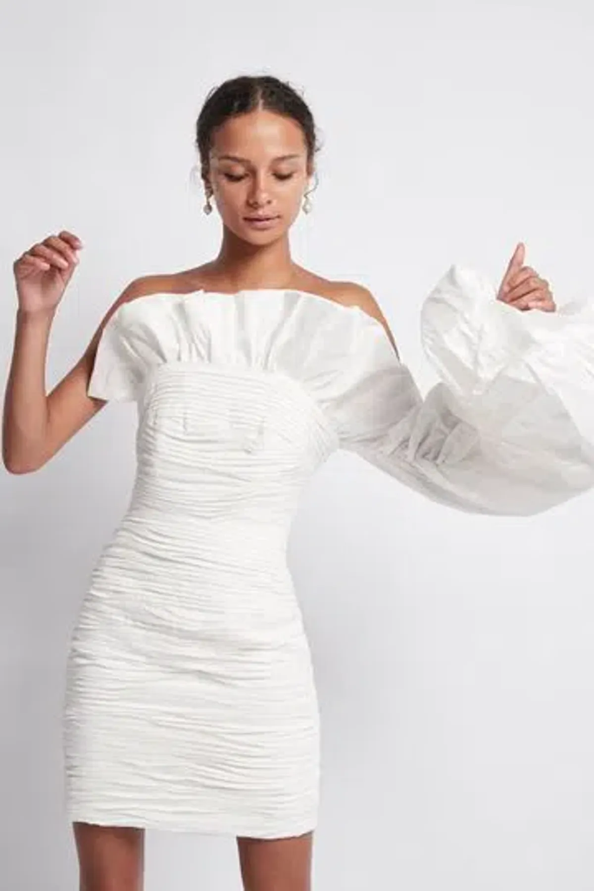 Aje Allegro Tucked Puff Dress White Size AU 10 - Image 1