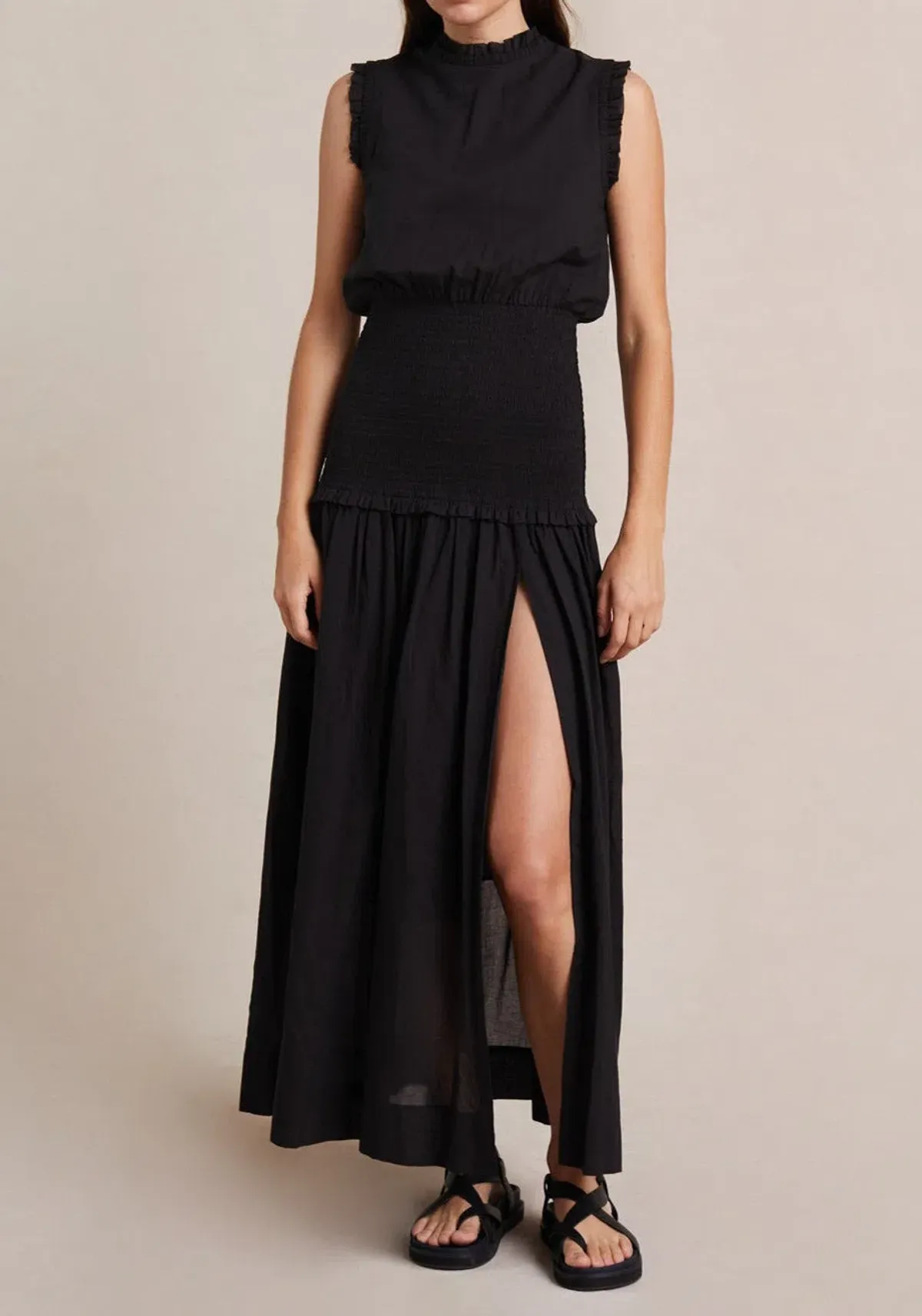 Bec & Bridge Felice Shirred Maxi Dress Black Size 8 / S for rent on The Volte - main image