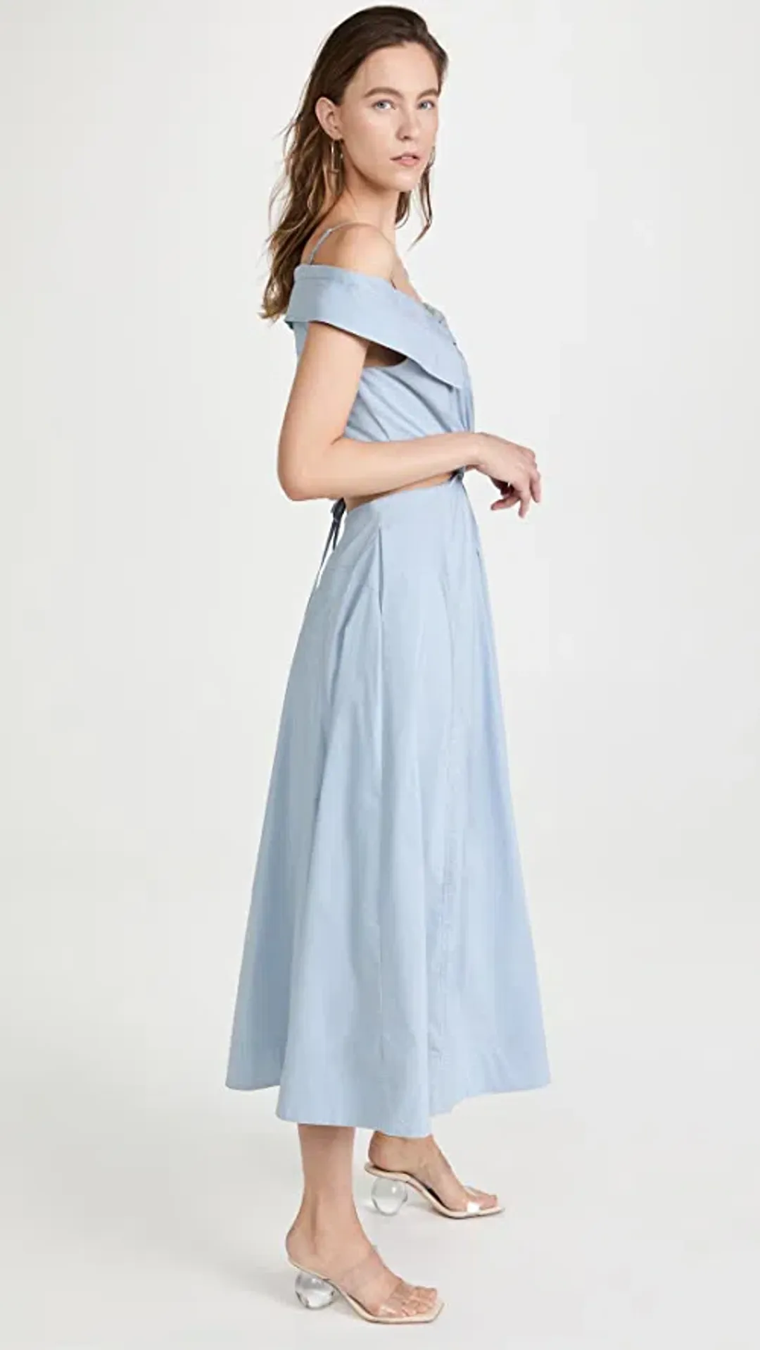 Jonathan Simkhai Ansley Cotton Poplin Midi Dress Cove Size L / Au 12-14 for rent on The Volte - main image
