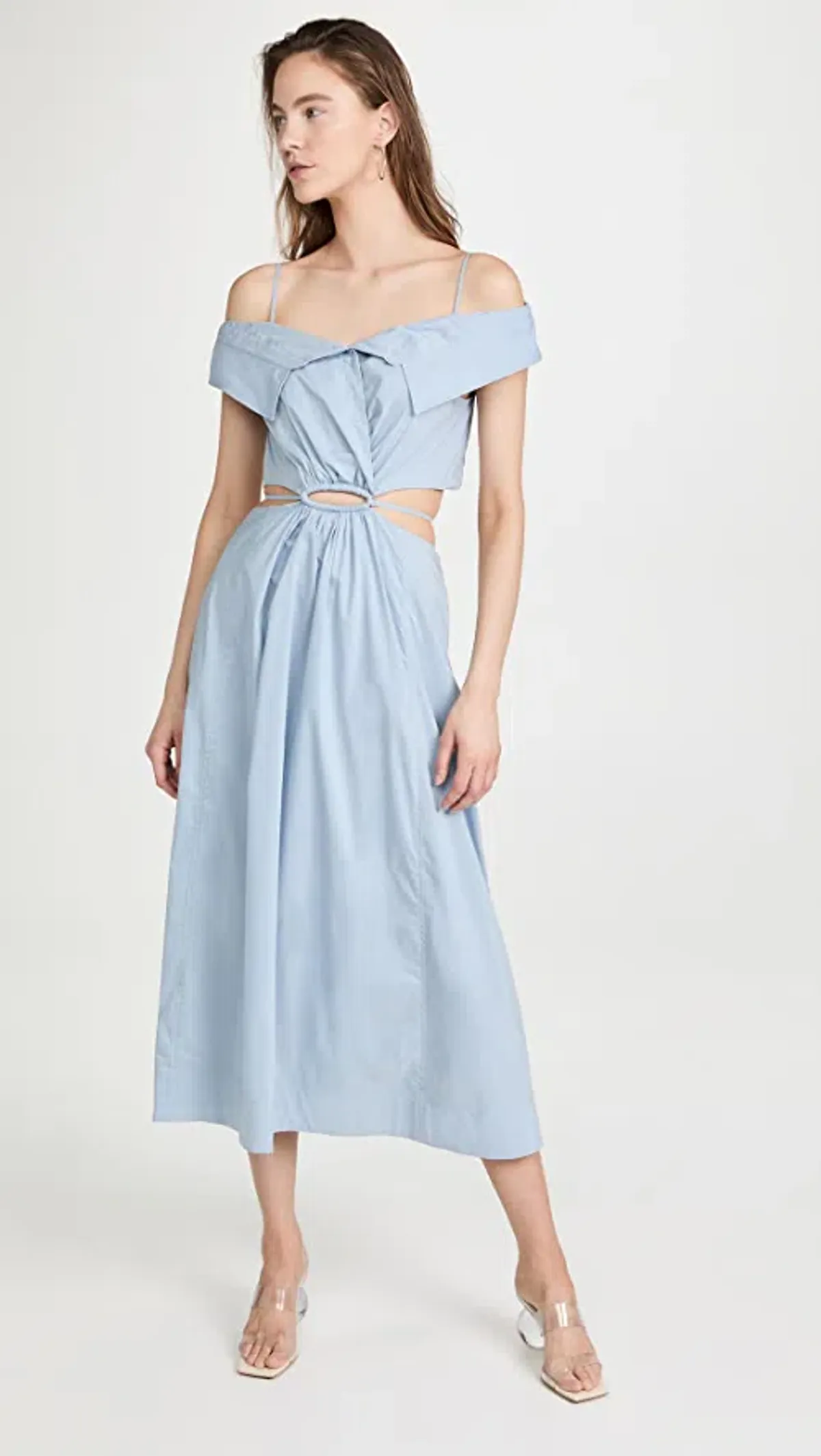 Jonathan Simkhai Ansley Cotton Poplin Midi Dress Cove Size L / Au 12-14 for rent on The Volte - main image
