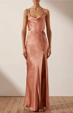 Shona Joy - La Lune Bias Cowl Maxi Dress - Rosé - Size 8 for rent on The Volte - image 1