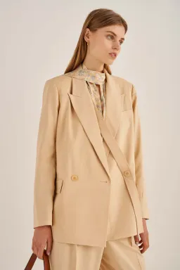 Oroton Double Breasted Blazer Pink Sand Size 6 for rent on The Volte - image 1