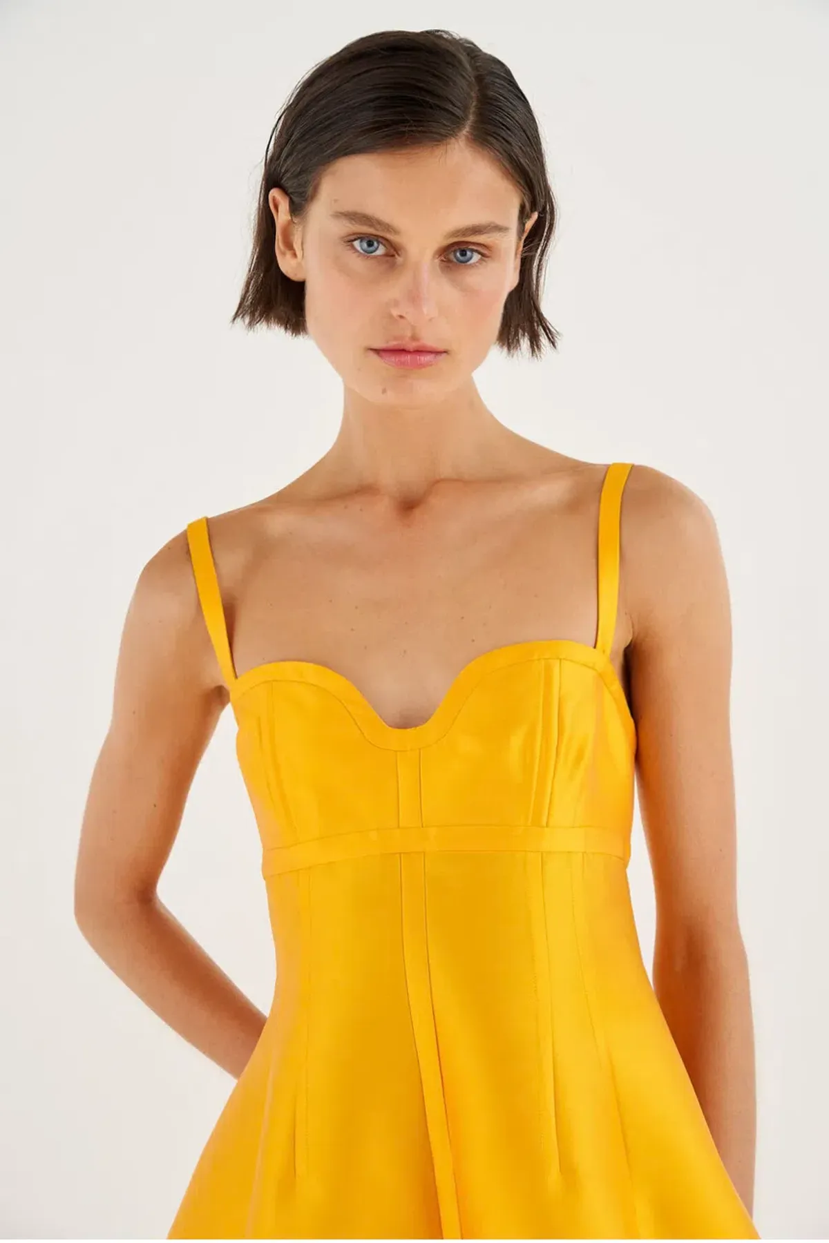 Oroton Sculptured Bodice Dress Marigold Size 8 - Image 2