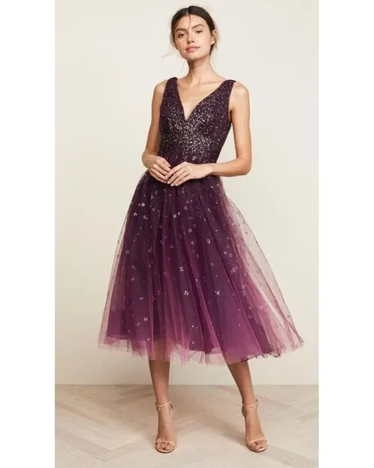 Marchesa Notte Ombre Embellished Tulle Gown Purple Size AU 14 for rent on The Volte - main image