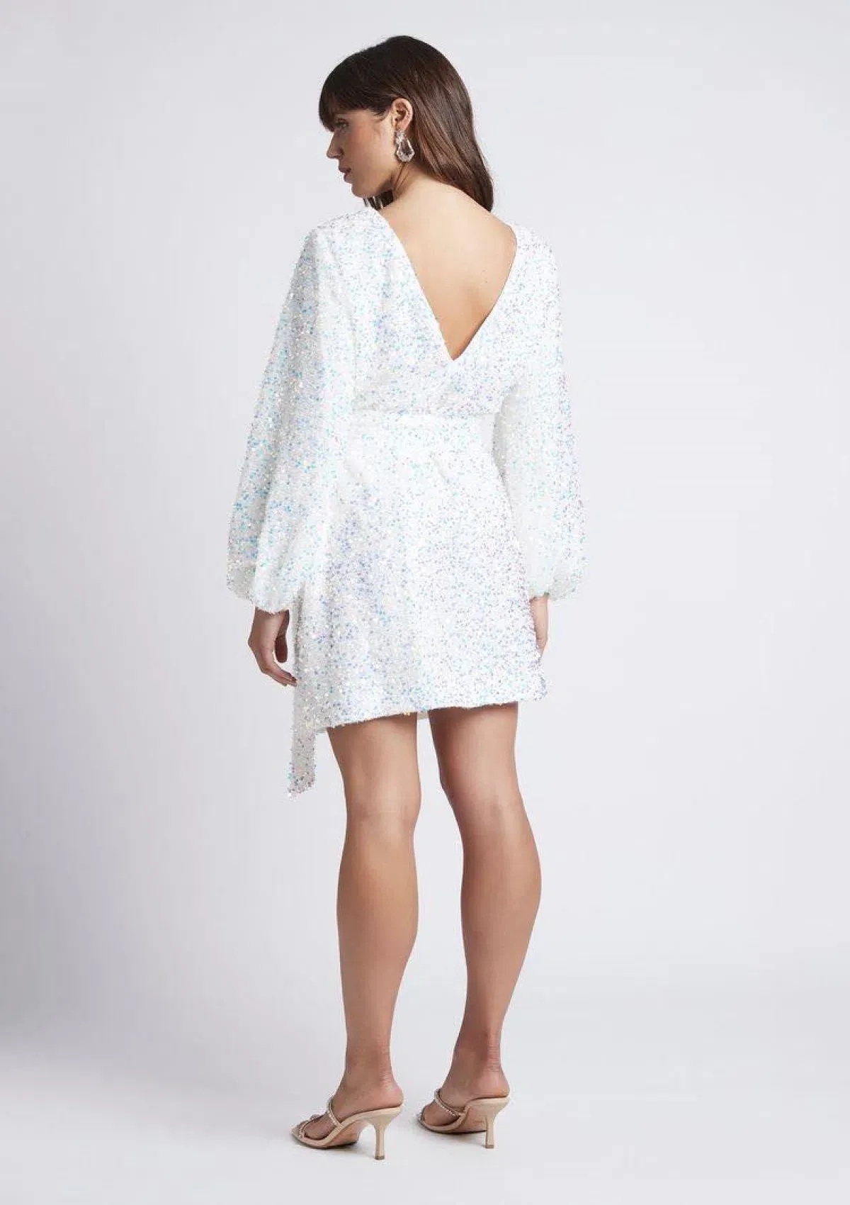 Sheike Xanadu Mini Dress White Sequin Size AU 10 - Image 2