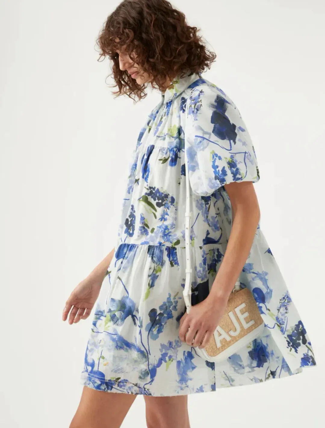 Aje Pablo Smock Mini Dress Blue AU 8 for rent on The Volte - main image