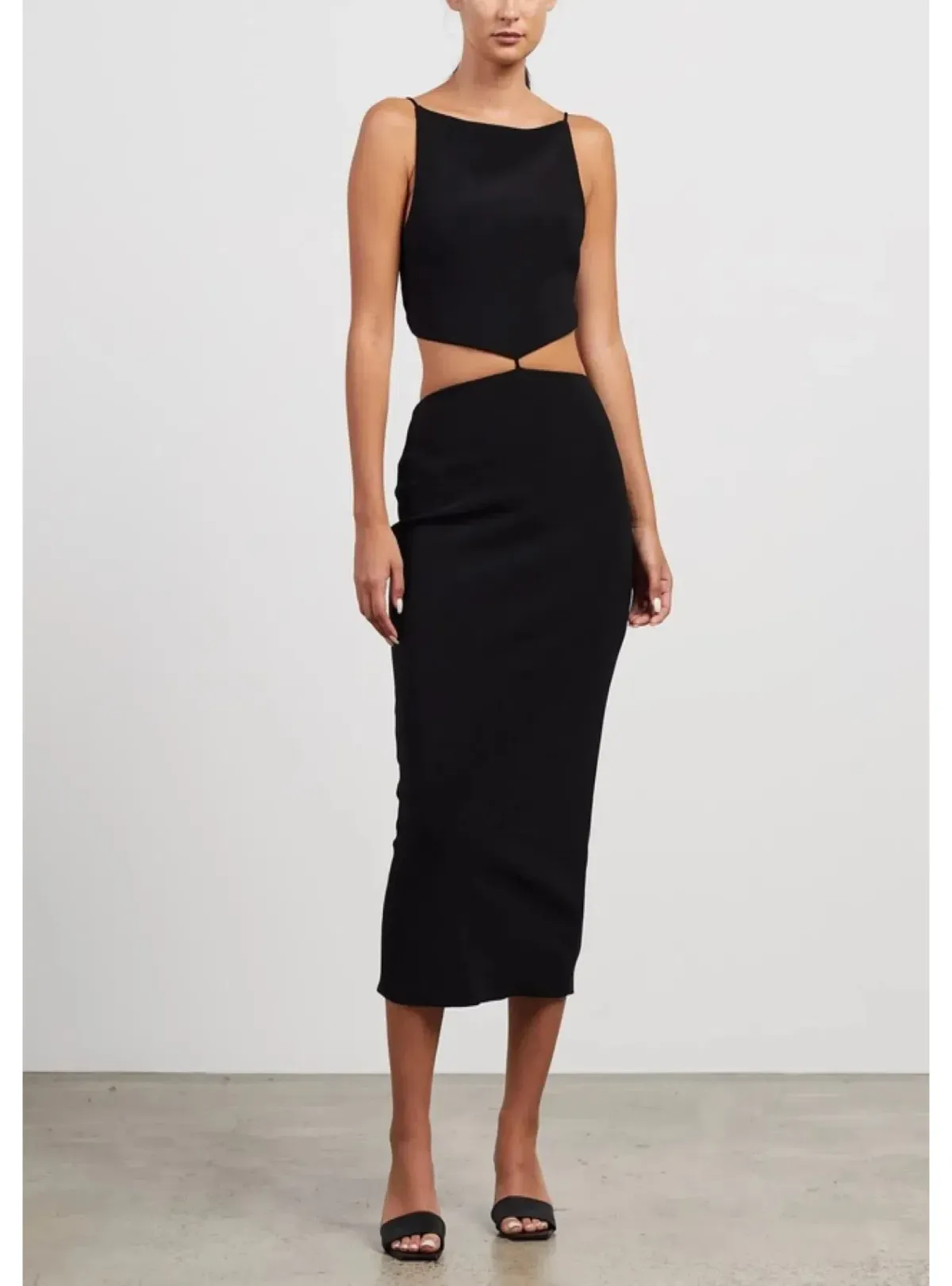 Bec & Bridge Scout Cut Out Midi Dress Black Size AU 6 - Image 1