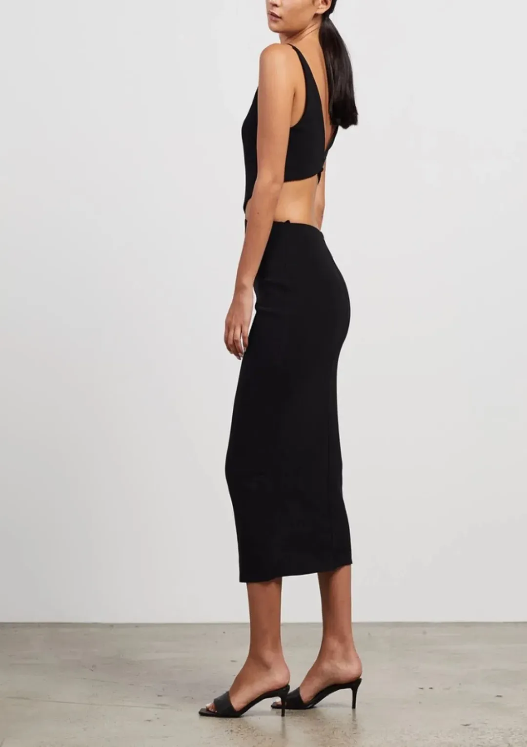 Bec & Bridge Scout Cut Out Midi Dress Black Size AU 6 for rent on The Volte - main image