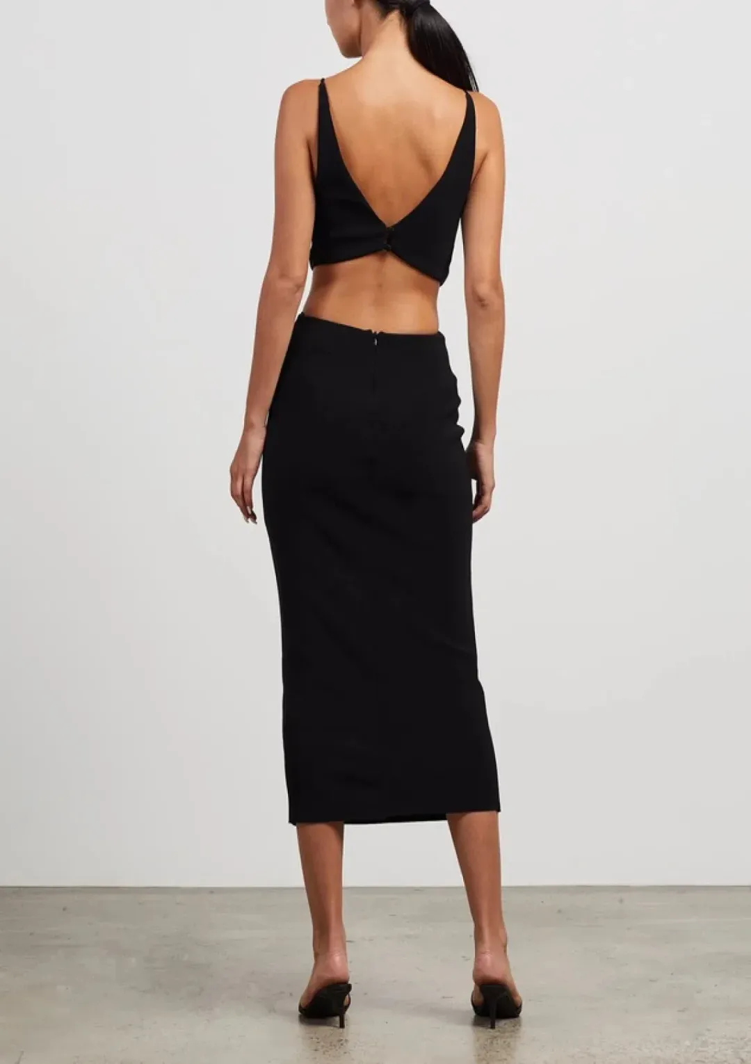Bec & Bridge Scout Cut Out Midi Dress Black Size AU 6 for rent on The Volte - main image