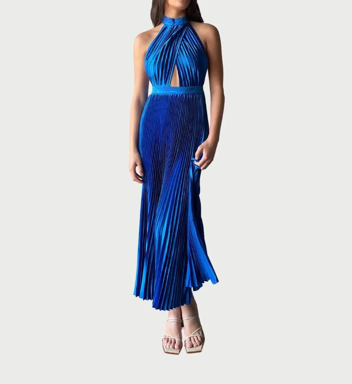 L'Idee Renaissance Split Gown in Moroccan Blue Size 12 / L - Image 1