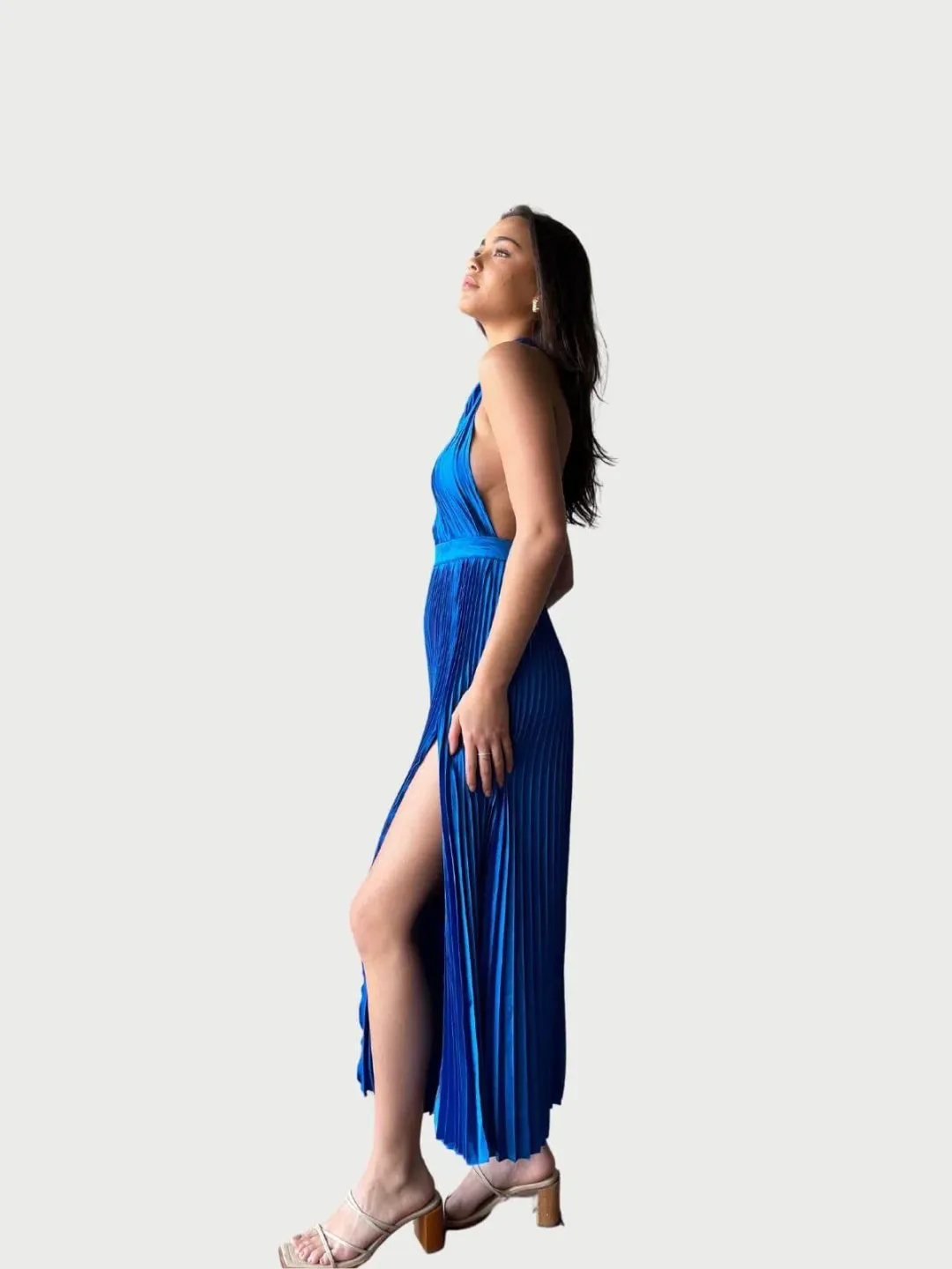 L'Idee Renaissance Split Gown in Moroccan Blue Size 12 / L for rent on The Volte - main image