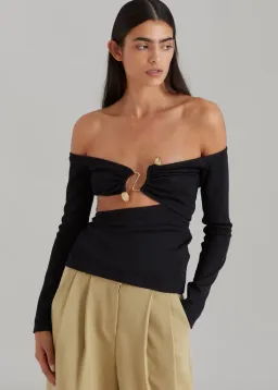 Christopher Esber Distort Quartz Shoulderless Top Black Size 6 for rent on The Volte - image 3