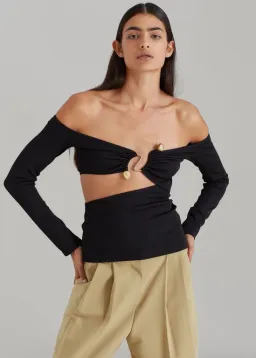 Christopher Esber Distort Quartz Shoulderless Top Black Size 6 for rent on The Volte - image 2