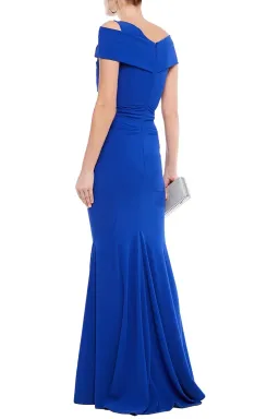Talbot Runhof Moa Ruched Stretch-Crepe Gown Blue Size 6 for rent on The Volte - image 3